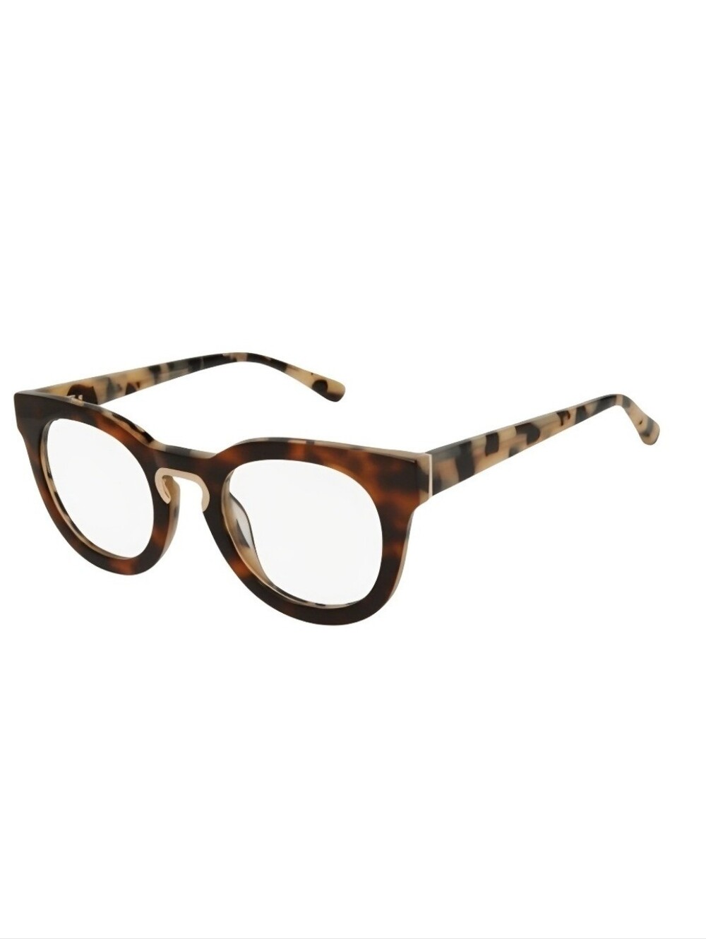 L.A.M.B Tortoise Shell Round Frame with Goldtone Nosepiece Women's Eyeglasses